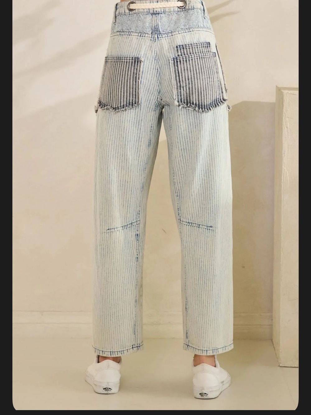 Oli & Hali Light Blue Patchwork Women’s Jeans with Rope Tie Waist - Picture 3 of 3